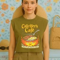 Calcifer's Cafe May All Your Bacon Eggs  Garment-Dyed Women's Muscle Tee thumb 4