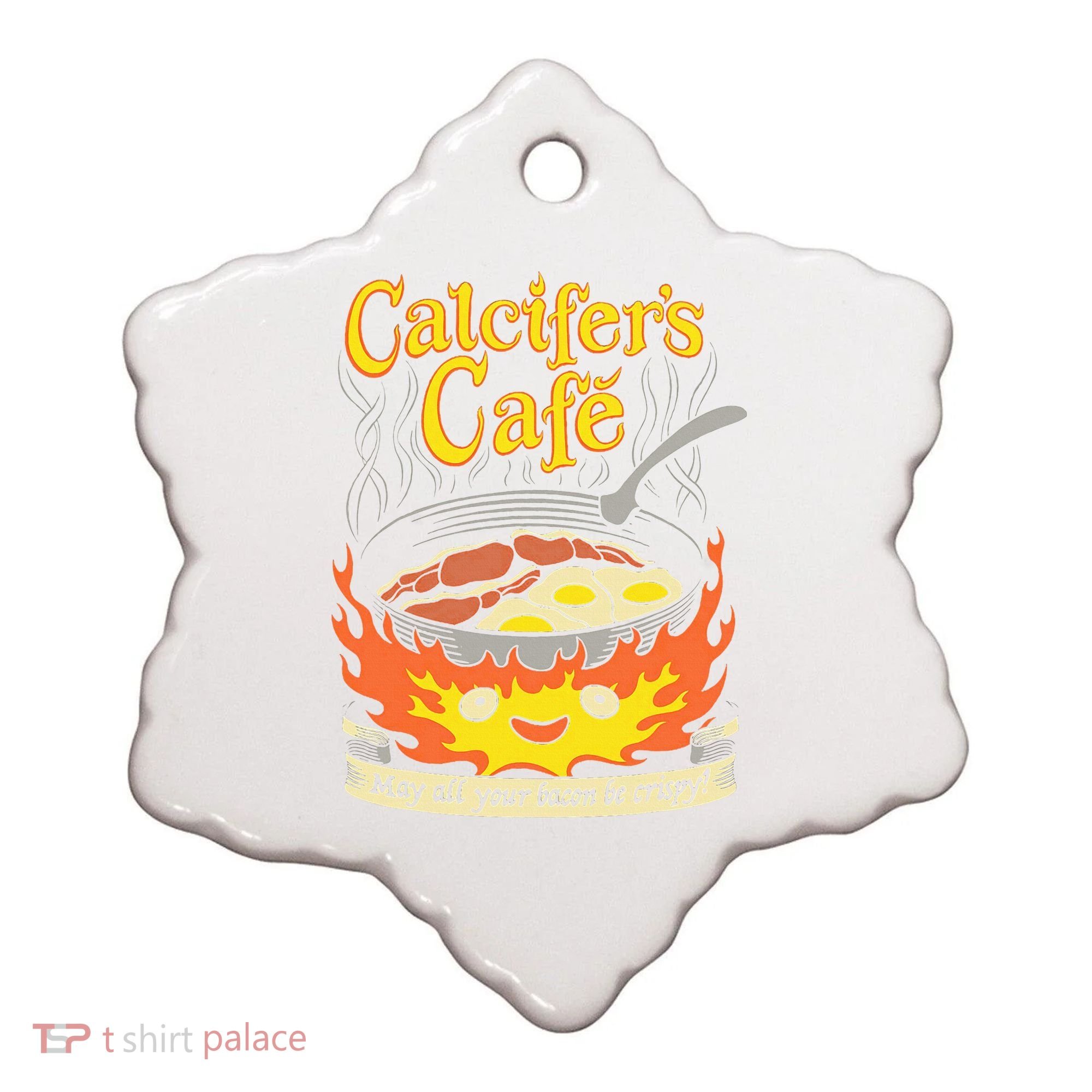 Calcifer's Cafe May All Your Bacon Eggs  Ceramic Ornament