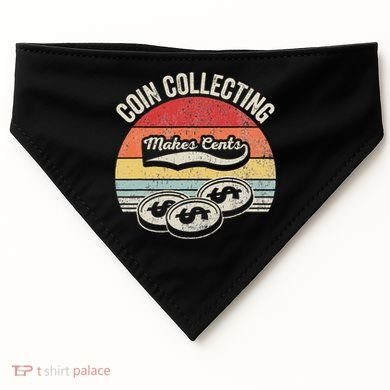 Coin Collecting Makes Cents Retro Style USA-Made Doggie Bandana
