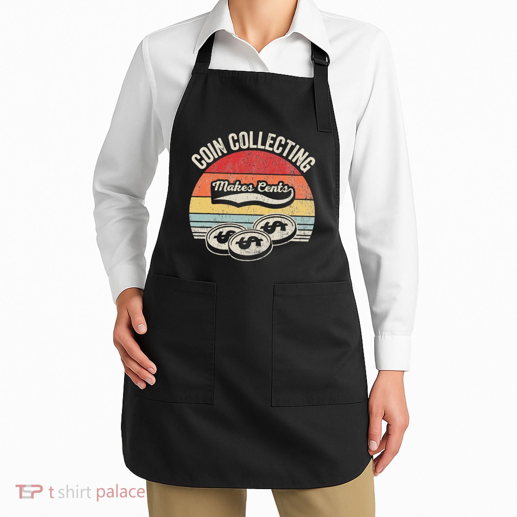 Coin Collecting Makes Cents Retro Style Apron