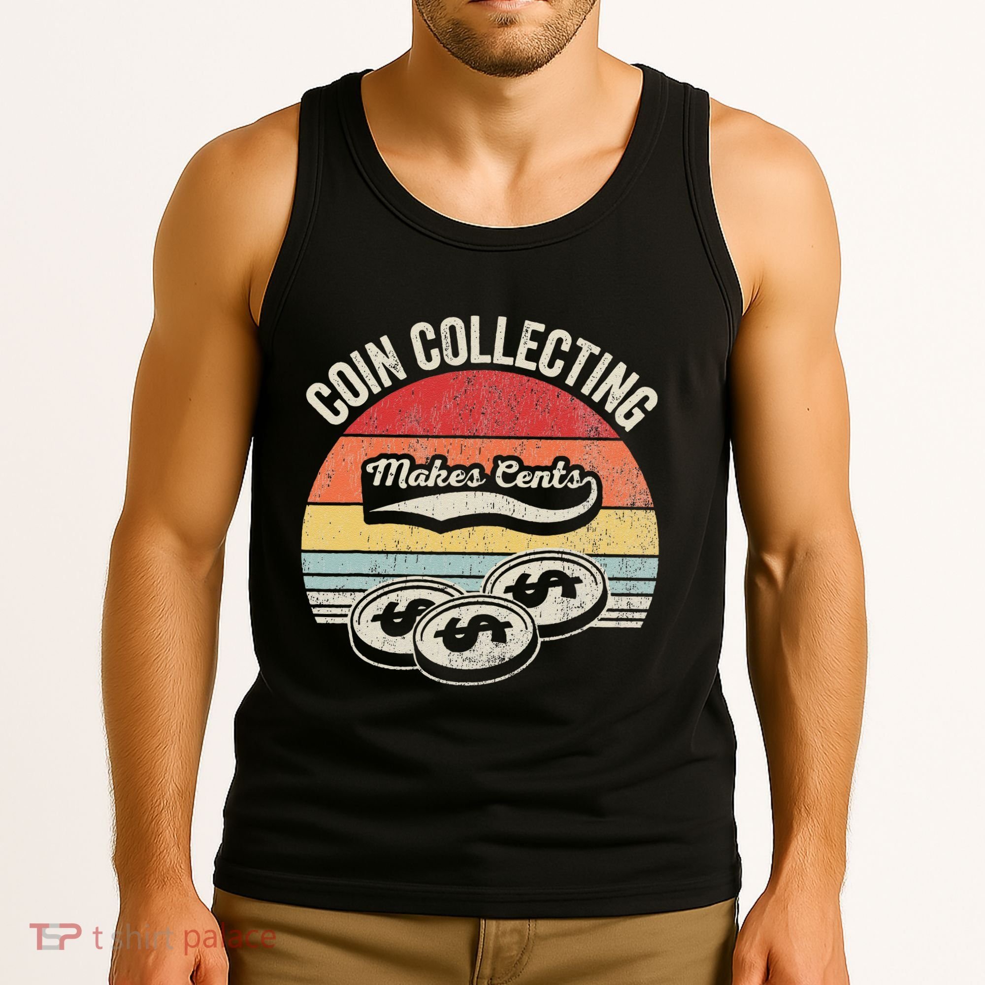 Coin Collecting Makes Cents Retro Style Tank Top
