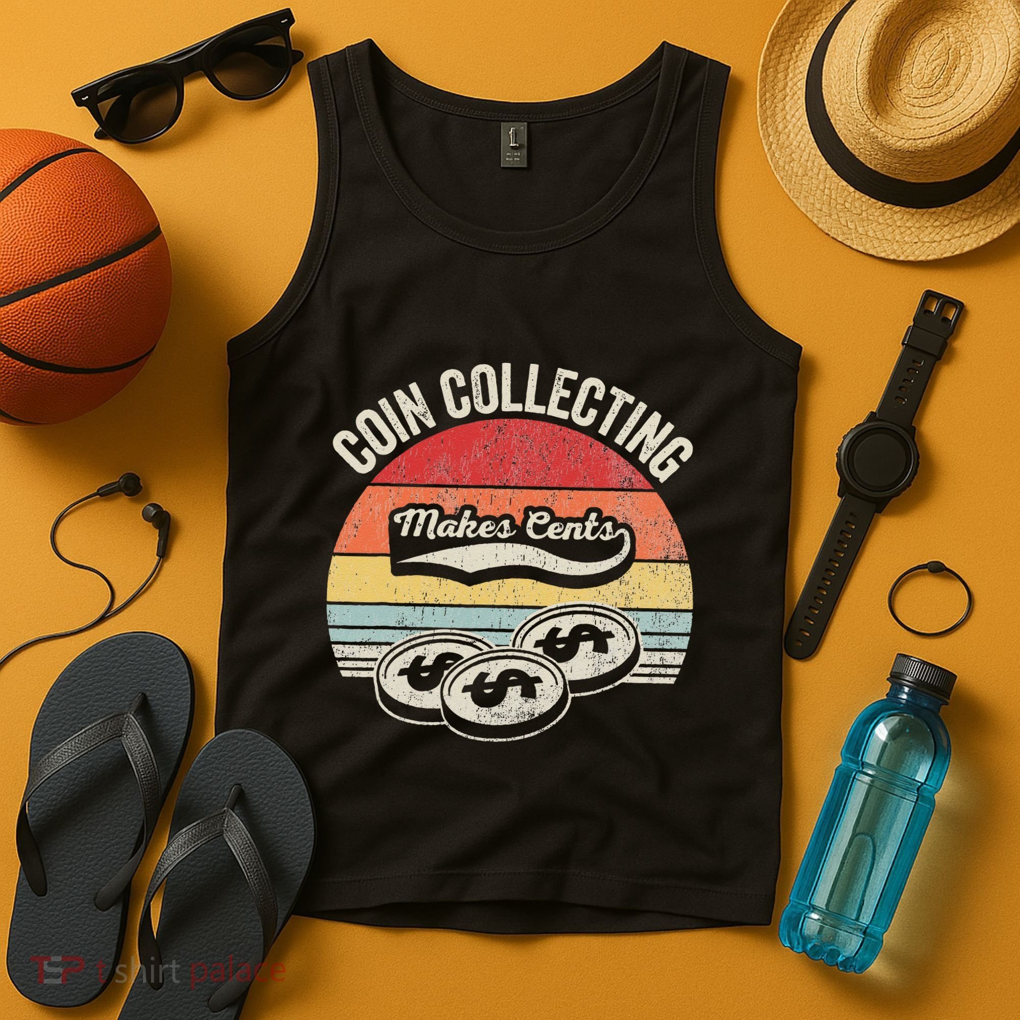Coin Collecting Makes Cents Retro Style Tank Top