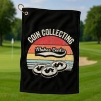 Coin Collecting Makes Cents Retro Style Golf Towel thumb 1