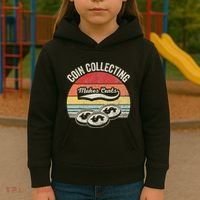 Coin Collecting Makes Cents Retro Style Kids Hoodie thumb 3