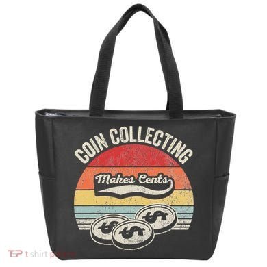 Coin Collecting Makes Cents Retro Style Tote Bag