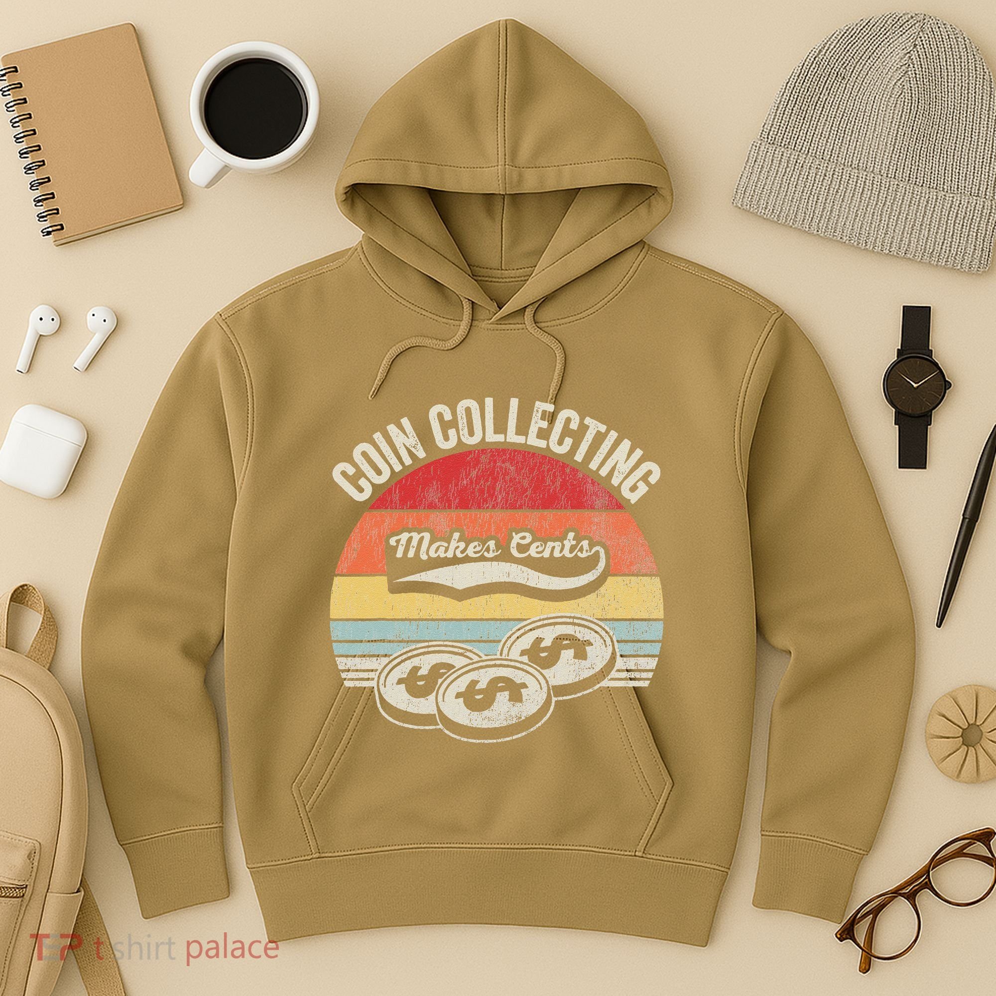 Coin Collecting Makes Cents Retro Style Hoodie