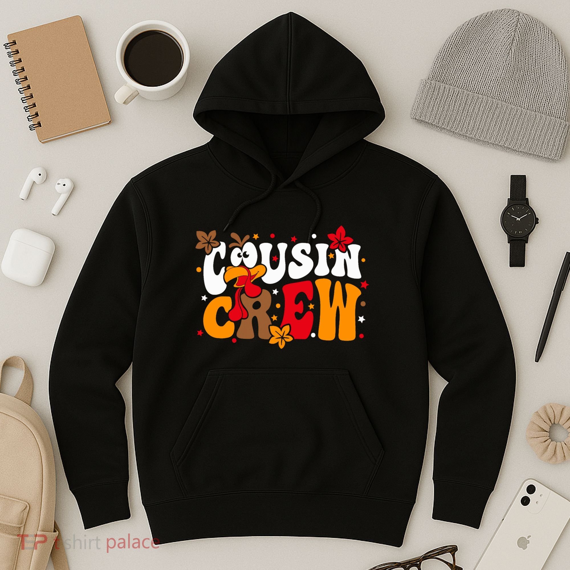Cousin Crew Matching Shirts Turkey Face Thanksgiving Hoodie
