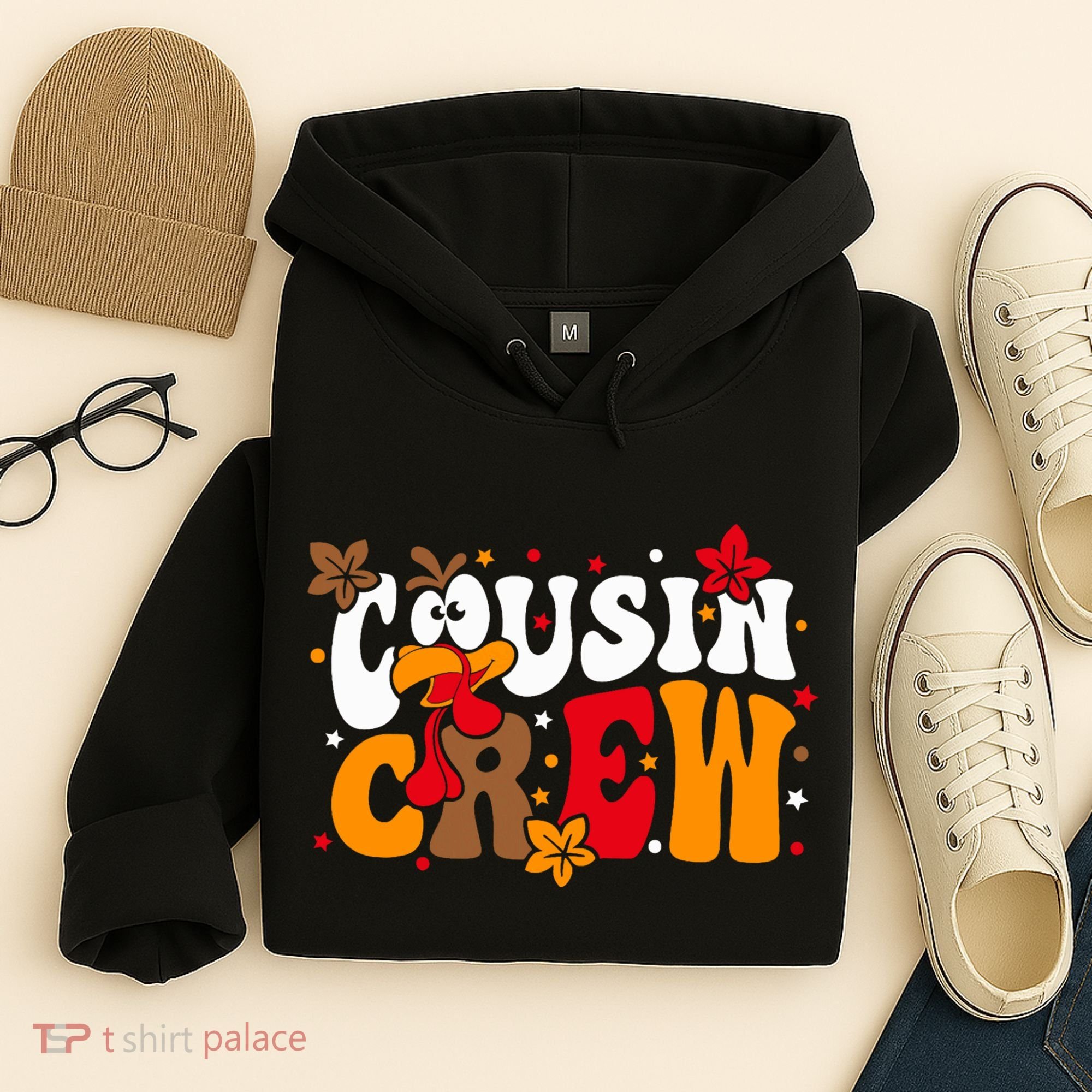 Cousin Crew Matching Shirts Turkey Face Thanksgiving Hoodie