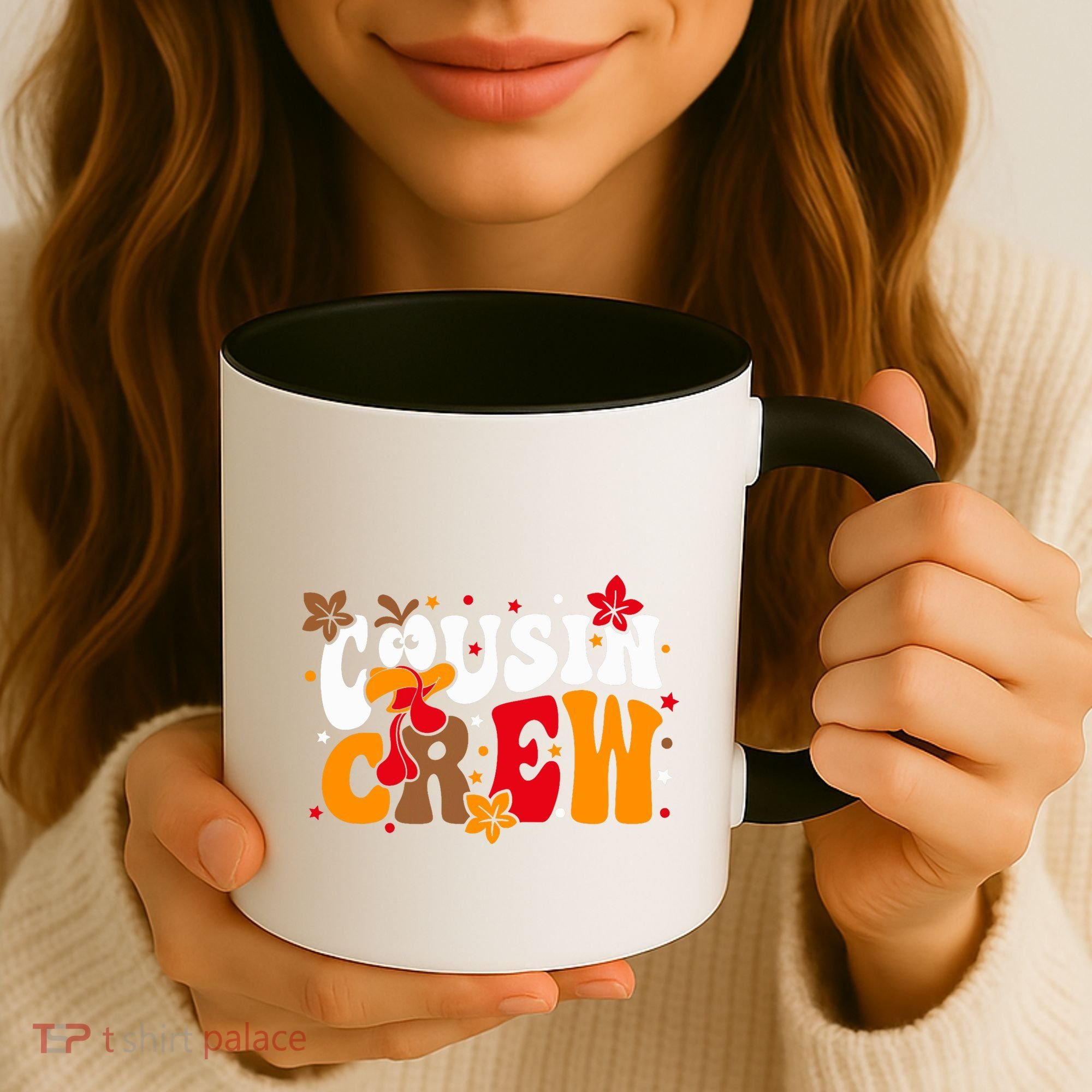 Cousin Crew Matching Shirts Turkey Face Thanksgiving Coffee Mug