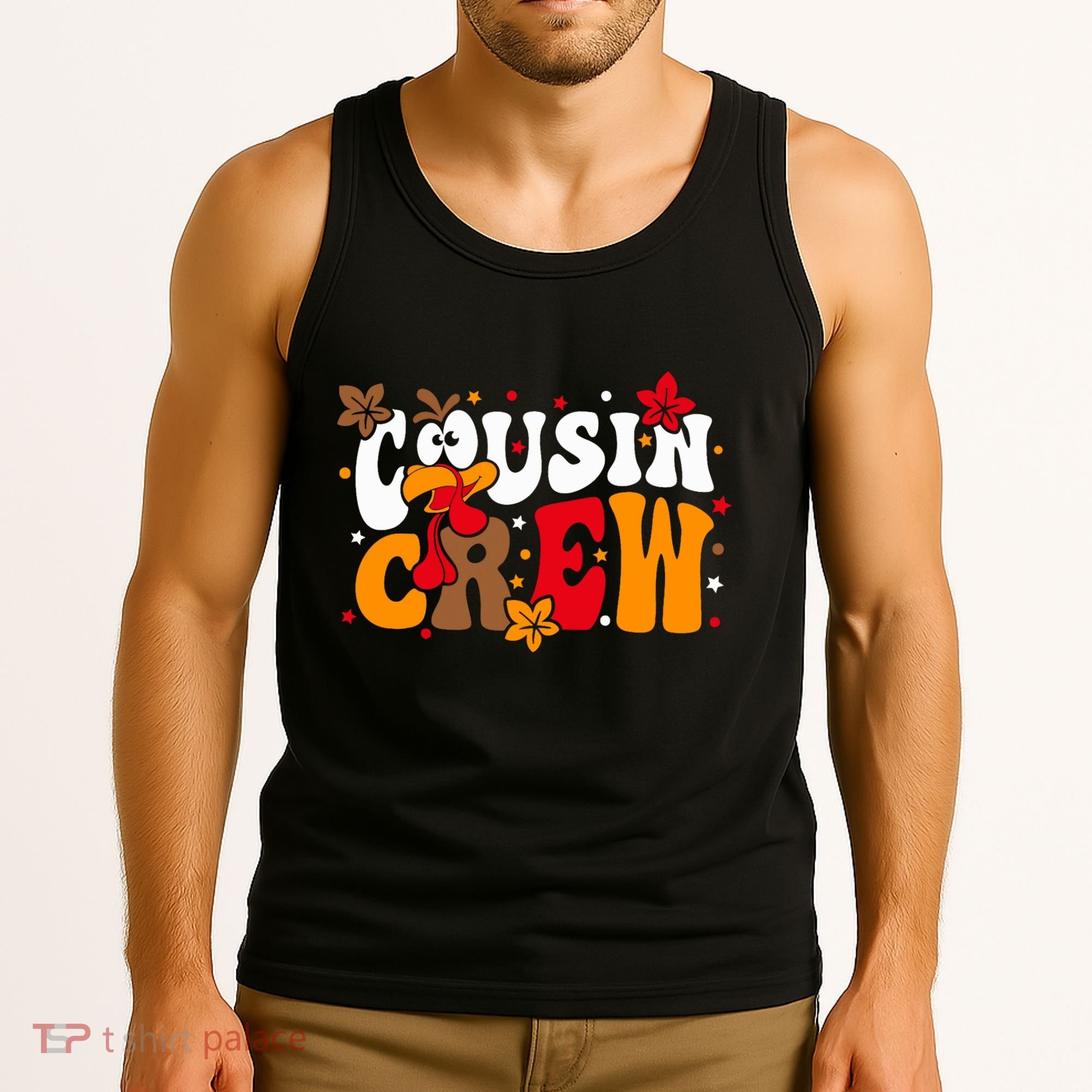 Cousin Crew Matching Shirts Turkey Face Thanksgiving Tank Top
