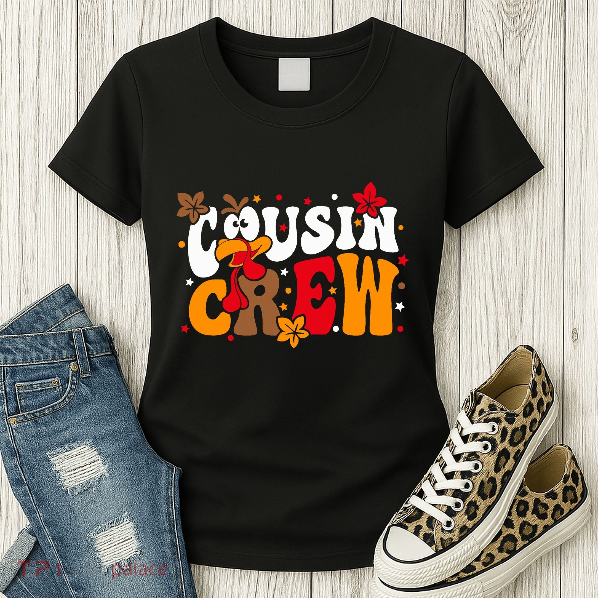 Cousin Crew Matching Shirts Turkey Face Thanksgiving Women's T-Shirt