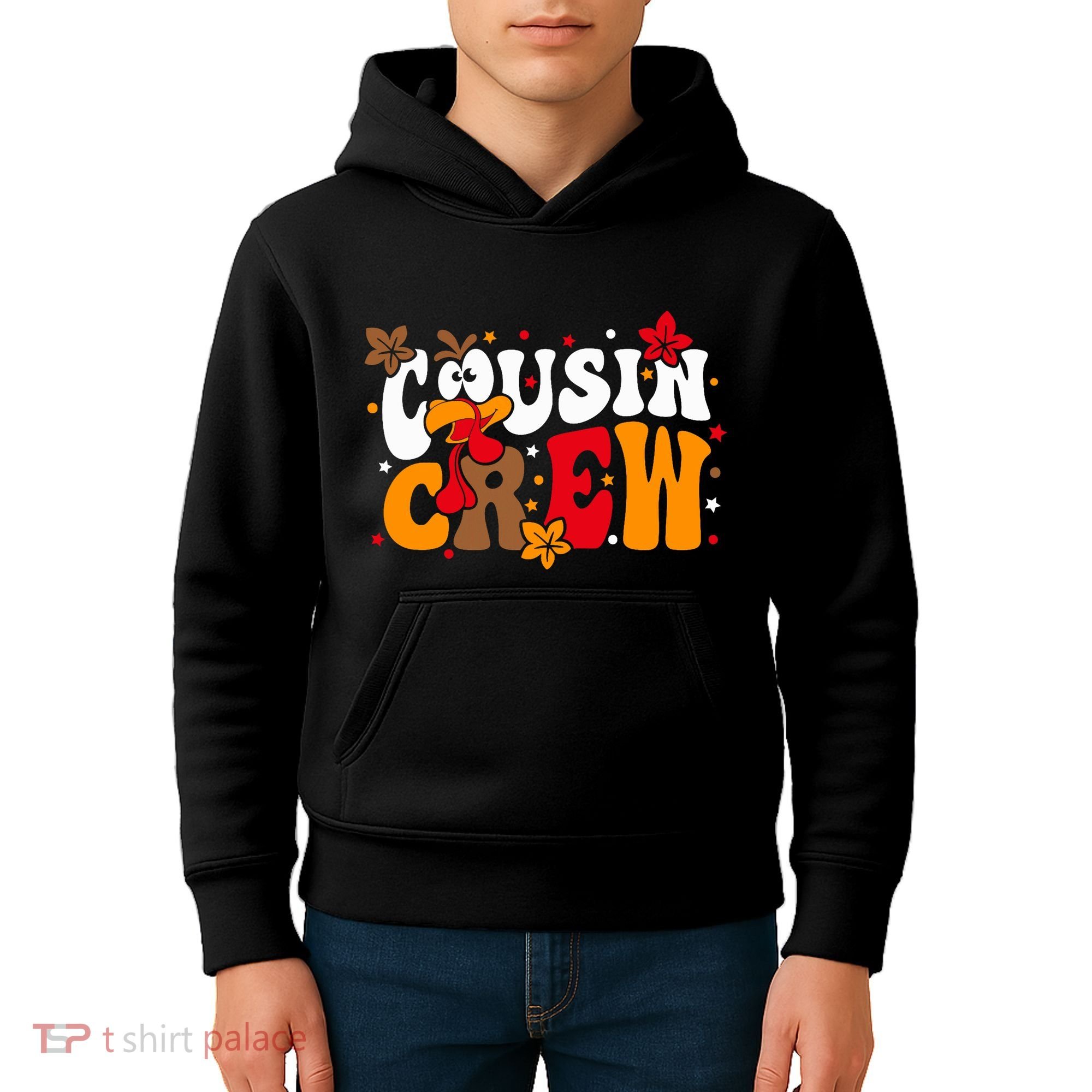 Cousin Crew Matching Shirts Turkey Face Thanksgiving Kids Hoodie