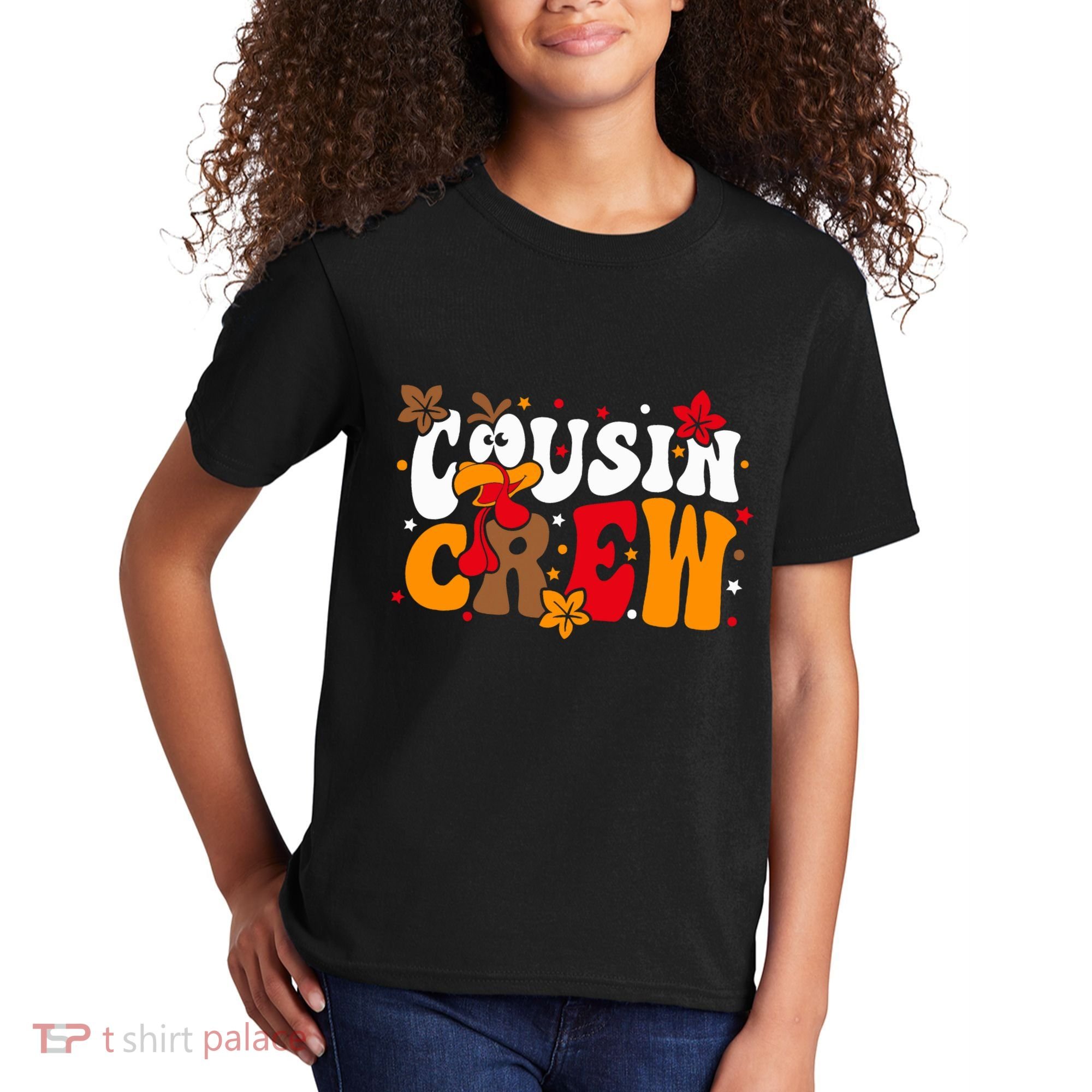 Cousin Crew Matching Shirts Turkey Face Thanksgiving Kids T-Shirt