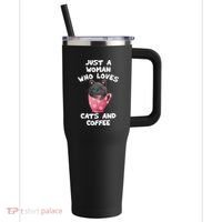 Cat Coffee Mug Just A Who Loves Cats And Coffee Gift 40oz Vacuum Insulated Stainless Steel Travel Tumbler thumb 0