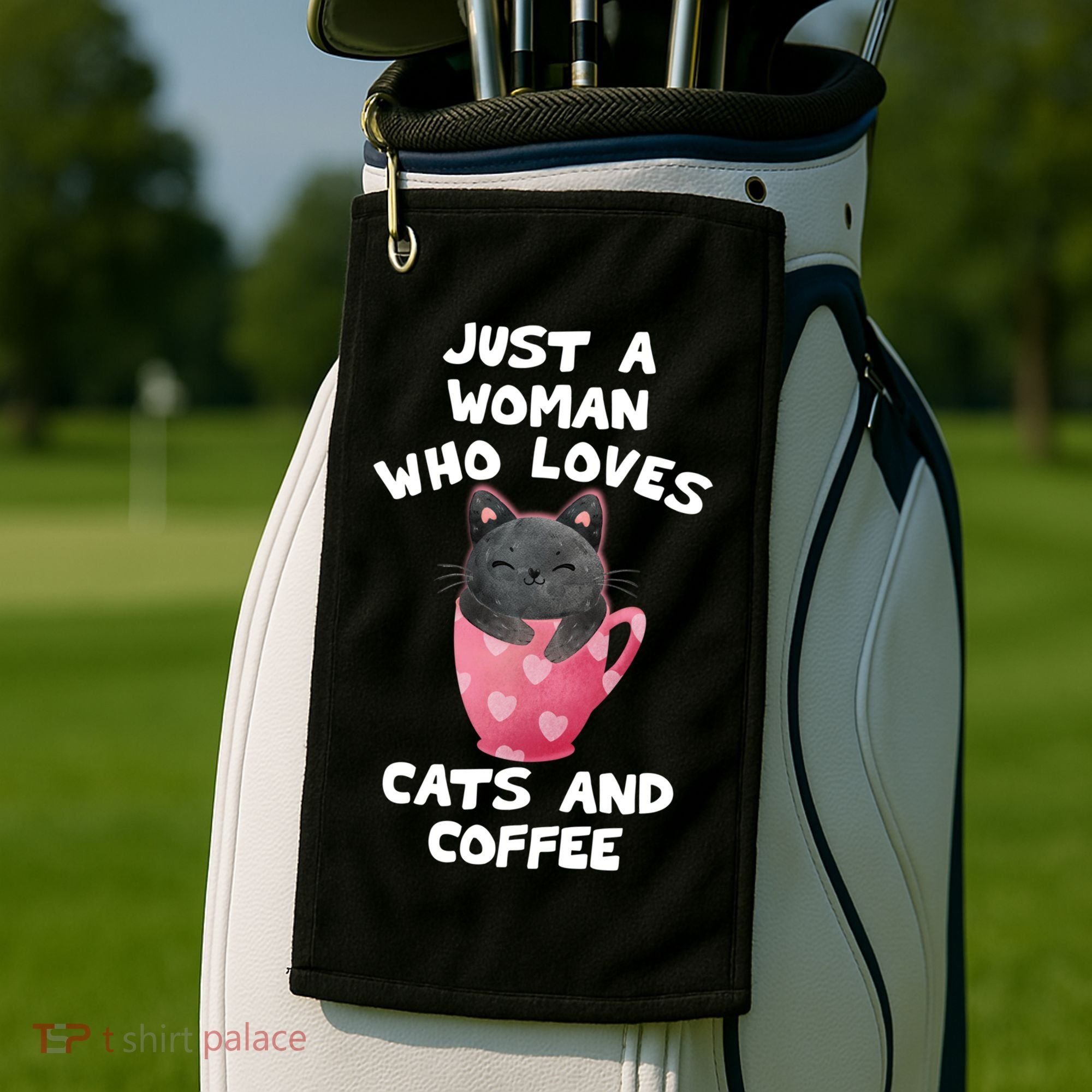 Cat Coffee Mug Just A Who Loves Cats And Coffee Gift Golf Towel