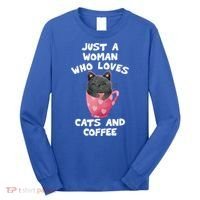 Cat Coffee Mug Just A Who Loves Cats And Coffee Gift Long Sleeve Shirt thumb 0