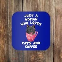 Cat Coffee Mug Just A Who Loves Cats And Coffee Gift Coaster thumb 0