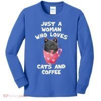 Cat Coffee Mug Just A Who Loves Cats And Coffee Gift Kids Long Sleeve Shirt thumb 0