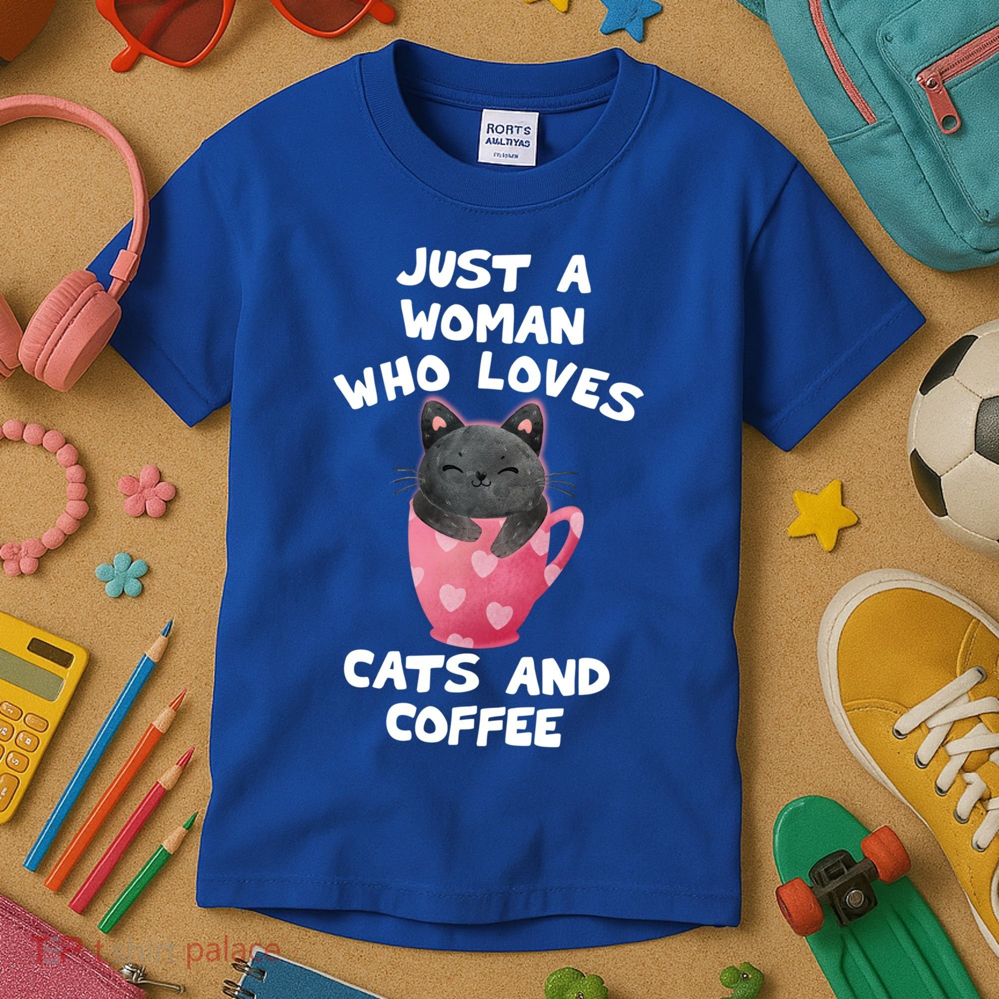 Cat Coffee Mug Just A Who Loves Cats And Coffee Gift Kids T-Shirt