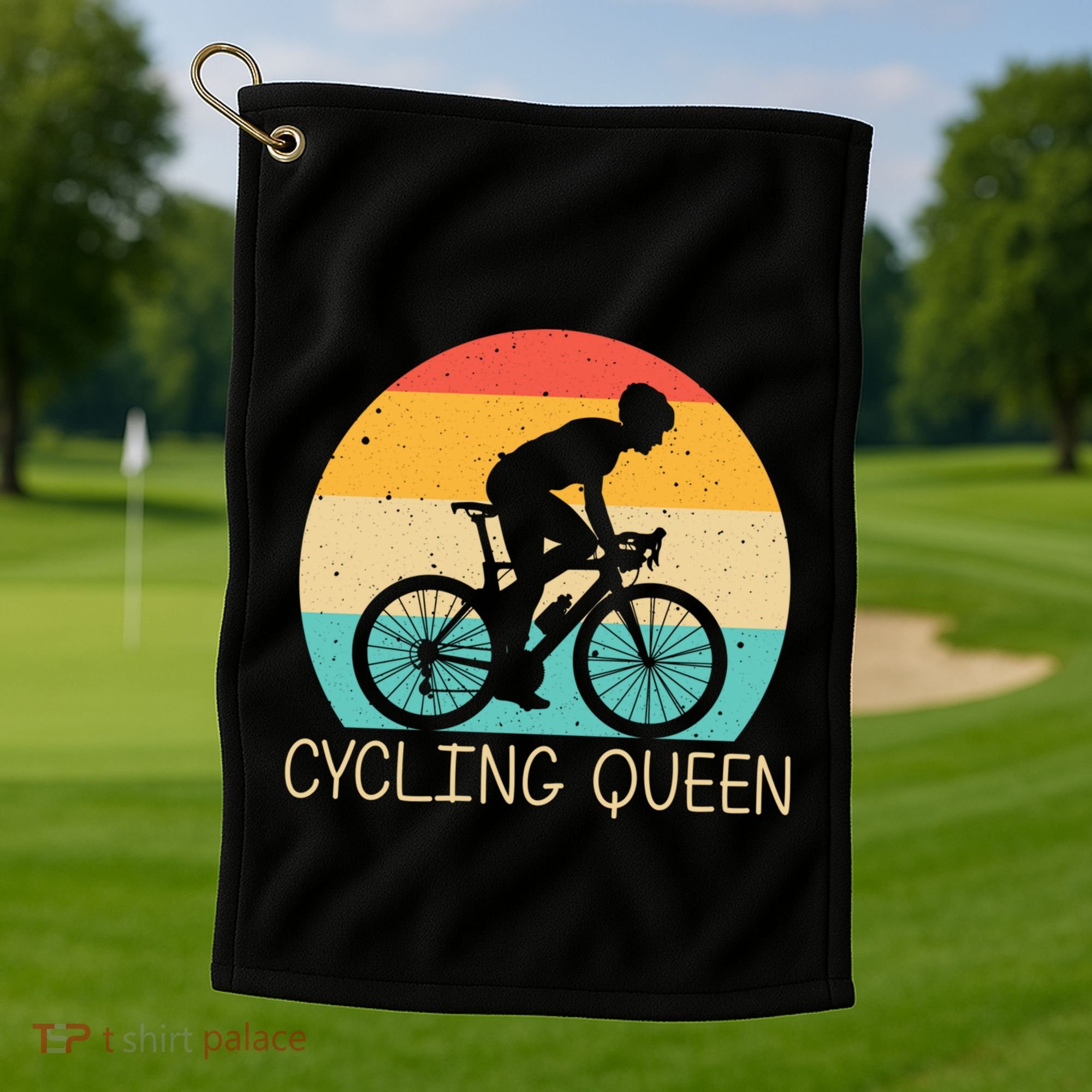 Cool Cycling Mom Cyclist Bicycle Mountain Biking Funny Gift Golf Towel