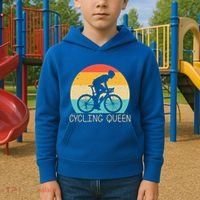 Cool Cycling Mom Cyclist Bicycle Mountain Biking Funny Gift Kids Hoodie thumb 2