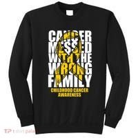 Childhood Cancer Messed With The Wrong Family Ribbon Gift Sweatshirt thumb 0