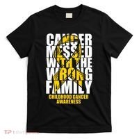 Childhood Cancer Messed With The Wrong Family Ribbon Gift T-Shirt thumb 0