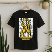 Childhood Cancer Messed With The Wrong Family Ribbon Gift T-Shirt thumb 2
