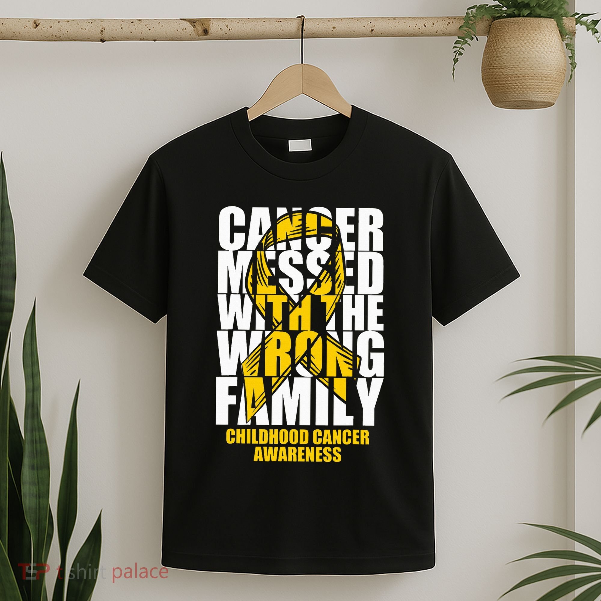Childhood Cancer Messed With The Wrong Family Ribbon Gift T-Shirt