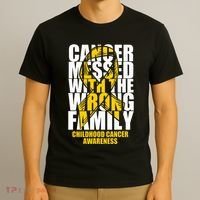Childhood Cancer Messed With The Wrong Family Ribbon Gift T-Shirt thumb 3