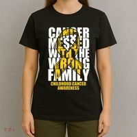 Childhood Cancer Messed With The Wrong Family Ribbon Gift T-Shirt thumb 4