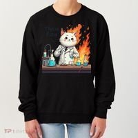 Chemistry Cat Meme This Is Fine Medical Lab Tech Lab Science Women's Sweatshirt thumb 0
