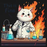 Chemistry Cat Meme This Is Fine Medical Lab Tech Lab Science Apron thumb 3