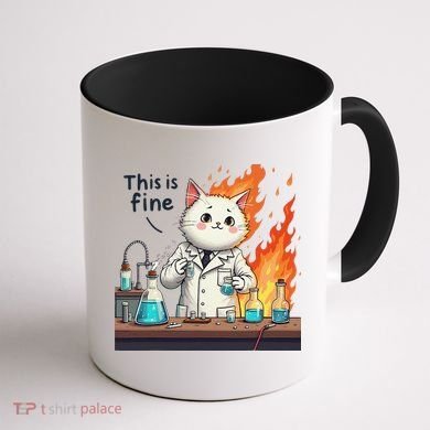 Chemistry Cat Meme This Is Fine Medical Lab Tech Lab Science Coffee Mug back