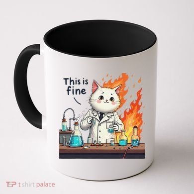 Chemistry Cat Meme This Is Fine Medical Lab Tech Lab Science Coffee Mug