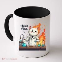 Chemistry Cat Meme This Is Fine Medical Lab Tech Lab Science Coffee Mug thumb 0