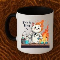 Chemistry Cat Meme This Is Fine Medical Lab Tech Lab Science Coffee Mug thumb 2