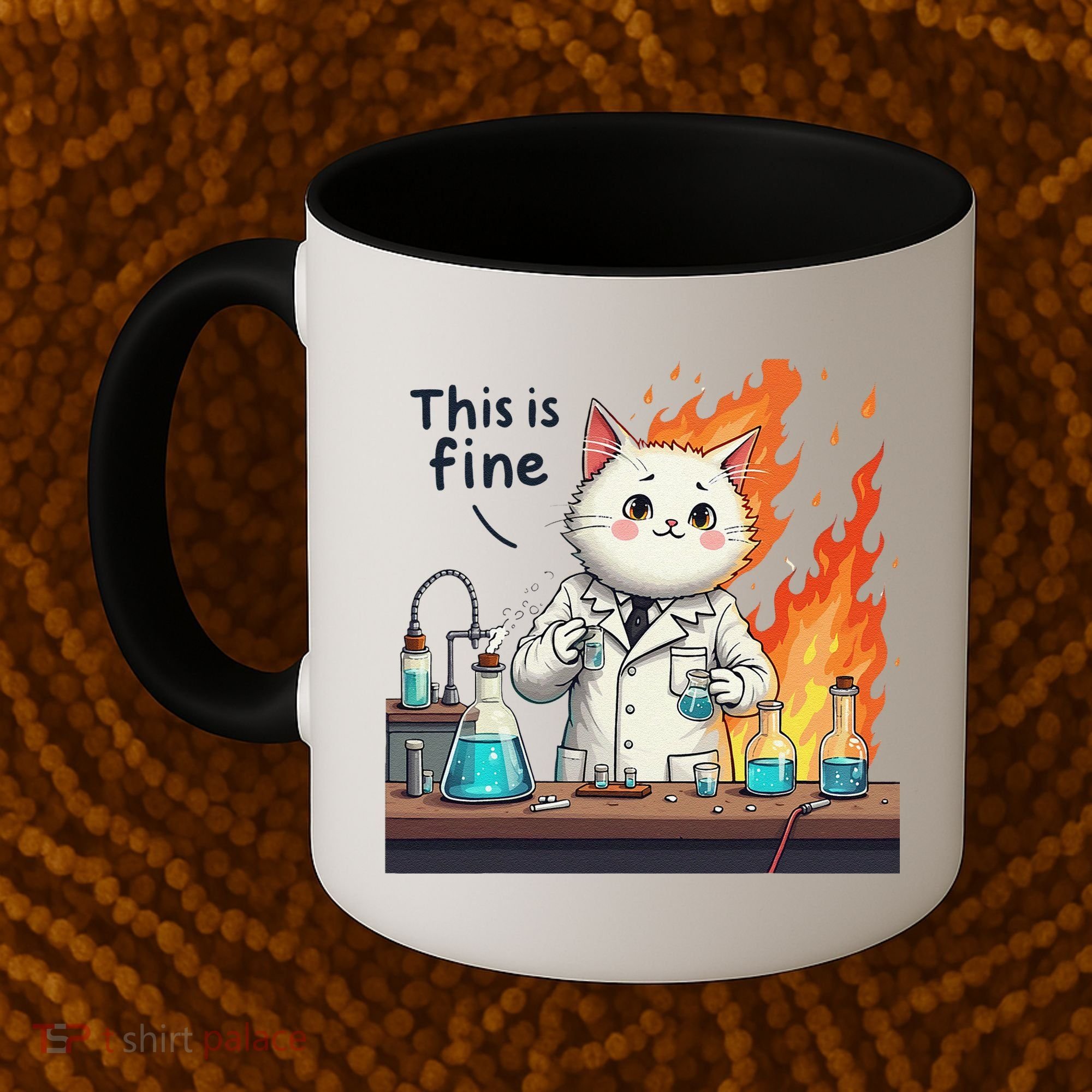 Chemistry Cat Meme This Is Fine Medical Lab Tech Lab Science Coffee Mug