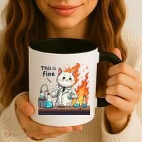 Chemistry Cat Meme This Is Fine Medical Lab Tech Lab Science Coffee Mug thumb 3