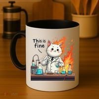 Chemistry Cat Meme This Is Fine Medical Lab Tech Lab Science Coffee Mug thumb 4
