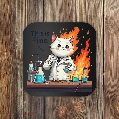 Chemistry Cat Meme This Is Fine Medical Lab Tech Lab Science Coaster