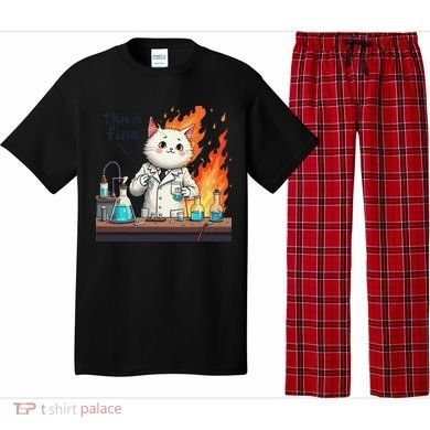 Chemistry Cat Meme This Is Fine Medical Lab Tech Lab Science Pajama Set