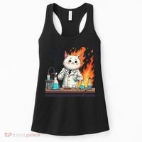 Chemistry Cat Meme This Is Fine Medical Lab Tech Lab Science Women's Tank Top thumb 0