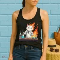 Chemistry Cat Meme This Is Fine Medical Lab Tech Lab Science Women's Tank Top thumb 2