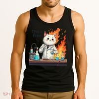 Chemistry Cat Meme This Is Fine Medical Lab Tech Lab Science Tank Top thumb 3