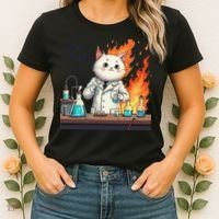 Chemistry Cat Meme This Is Fine Medical Lab Tech Lab Science Women's T-Shirt thumb 2