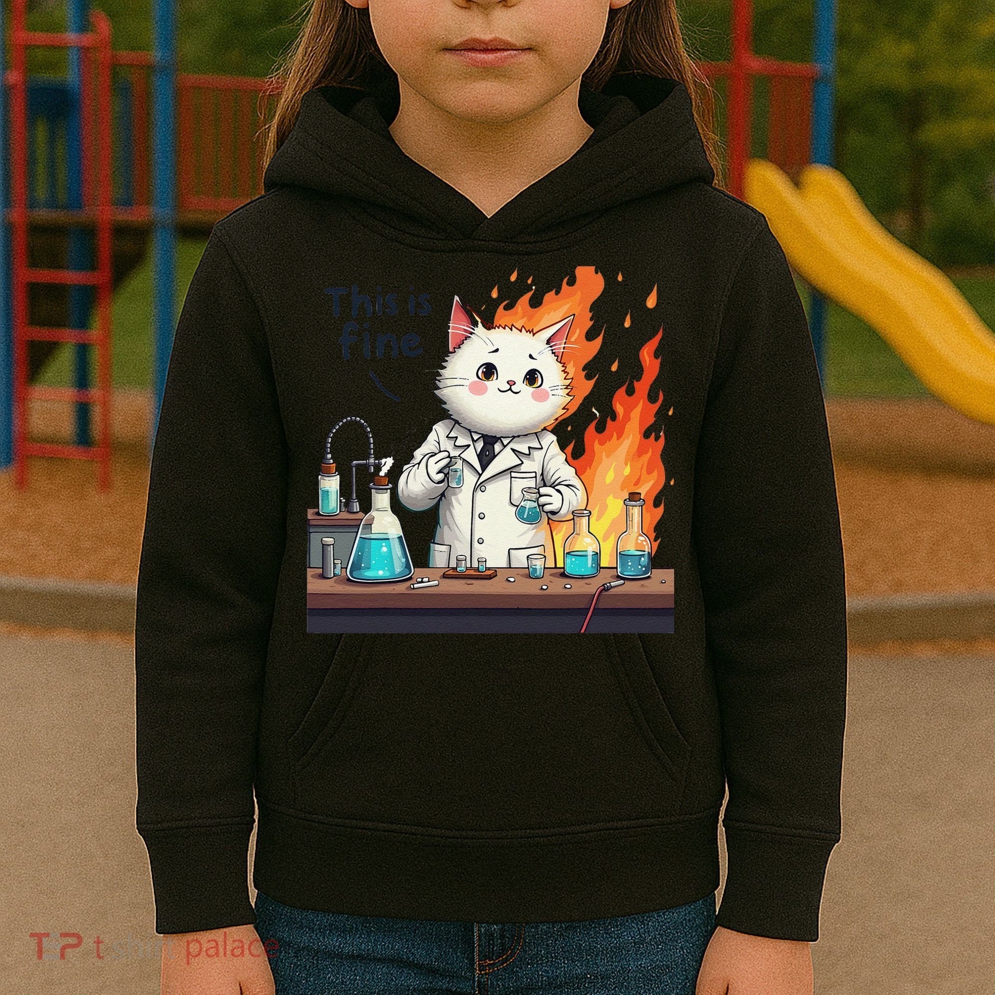 Chemistry Cat Meme This Is Fine Medical Lab Tech Lab Science Kids Hoodie