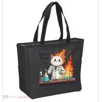Chemistry Cat Meme This Is Fine Medical Lab Tech Lab Science Tote Bag thumb 2