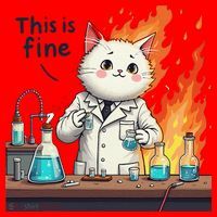 Chemistry Cat Meme This Is Fine Medical Lab Tech Lab Science Santa Hat thumb 1