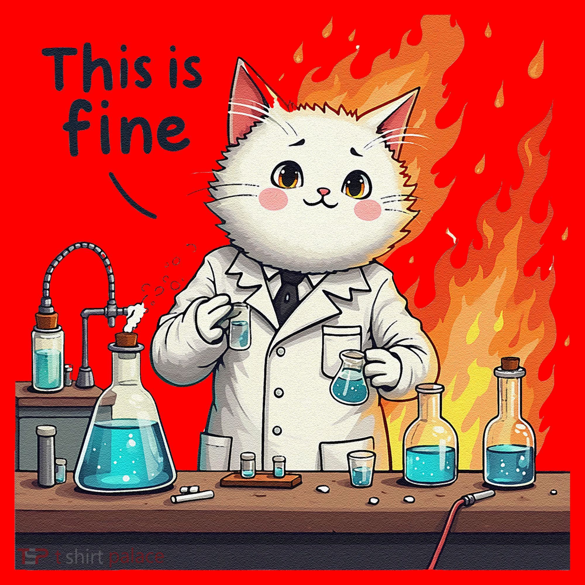 Chemistry Cat Meme This Is Fine Medical Lab Tech Lab Science Santa Hat